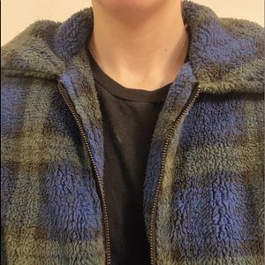 COZY PLAID FUZZY JACKET